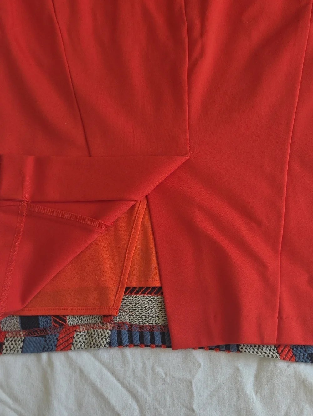 Eva Franco Anthropologie Geometric Print Pencil Skirt Orange Blue Cream Size 10 - Picture 7 of 9